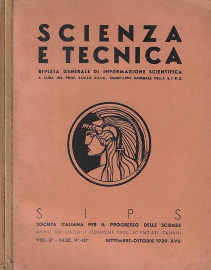 Scienza e tecnica vol. 3°- fasc. 6-9-10 Anno 1939 - Lucio Silla - copertina