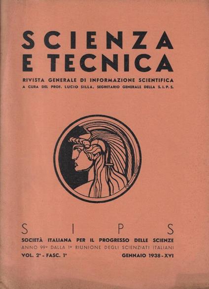 Scienza e tecnica vol. 2°- fasc.1 Anno 1938 - Lucio Silla - copertina