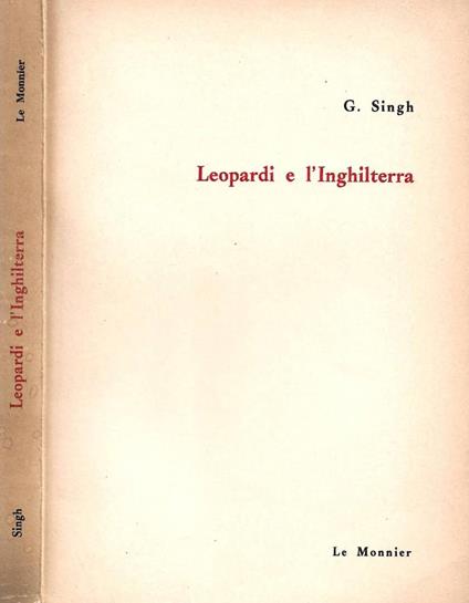 Leopardi e l'Inghilterra - G. Singh - copertina