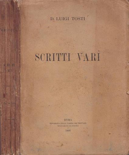 Scritti vari, vol. I - D. Luigi Tosti - copertina