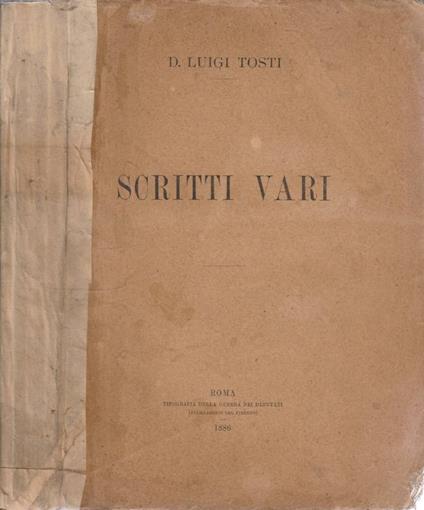 Scritti vari vol I - D. Luigi Tosti - copertina
