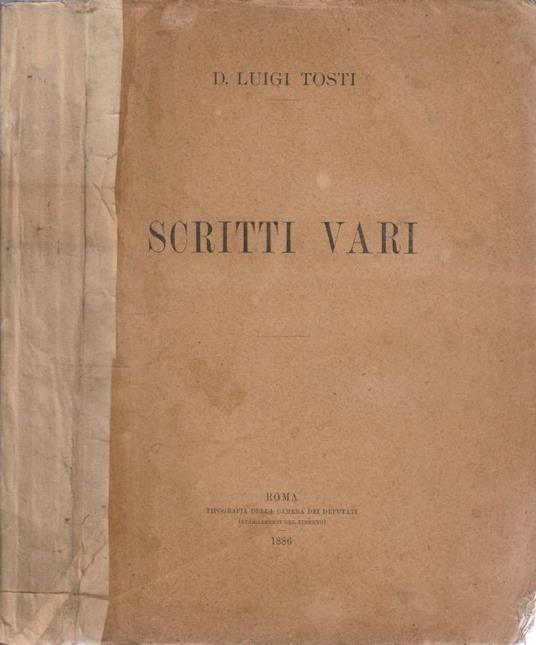 Scritti vari vol I - D. Luigi Tosti - copertina