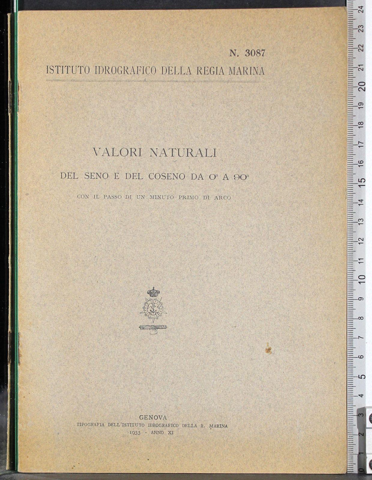 Valori naturali seno e coseno da 0 a 90
