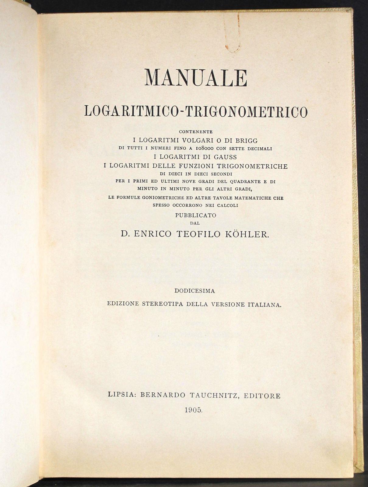 Manuale logaritmico-trigonometrico