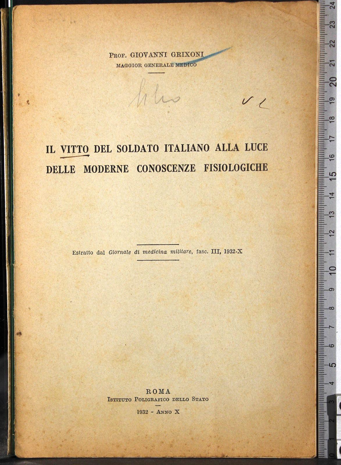 Vitto del soldato italiano alla luce delle moder.