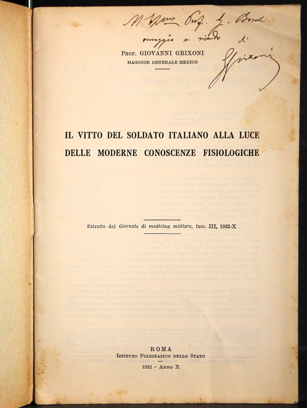 Vitto del soldato italiano alla luce delle moder.
