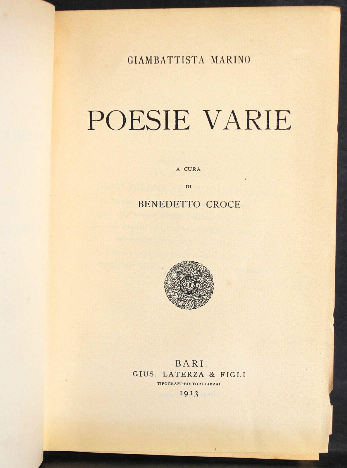 Scrittori d'Italia. Poesie Varie