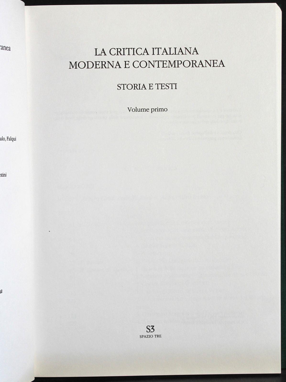 Critica italiana moderna e contemporanea. Vol 1-2