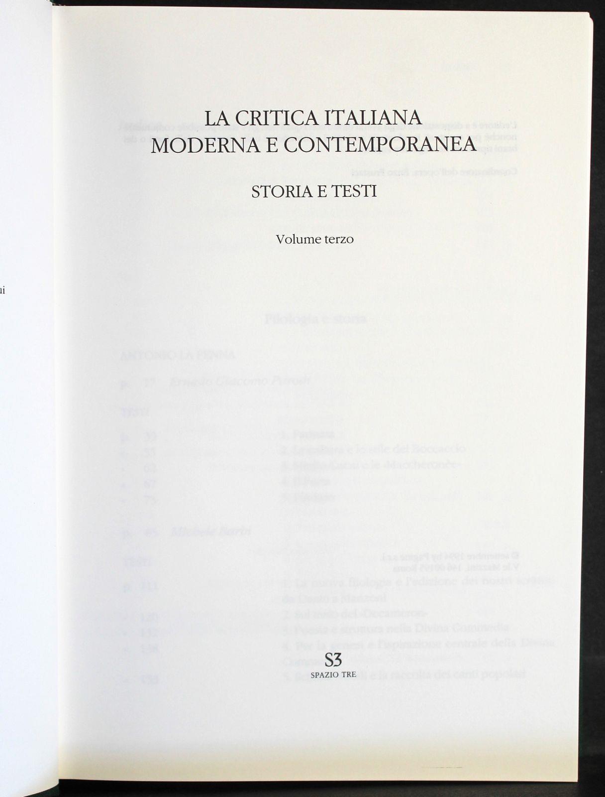 Critica italiana moderna e contemporanea. Vol 3-4