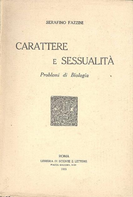 Carattere e sessualità - copertina