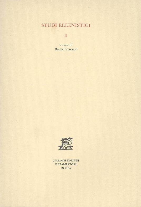 Studi ellenistici II - Biagio Virgilio - copertina