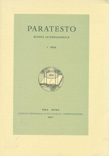 Paratesto. Rivista internazionale - copertina
