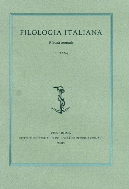Filologia italiana. 2004 - N. 1 - copertina