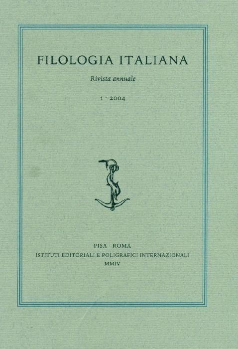 Filologia italiana. 2004 - N. 1 - copertina