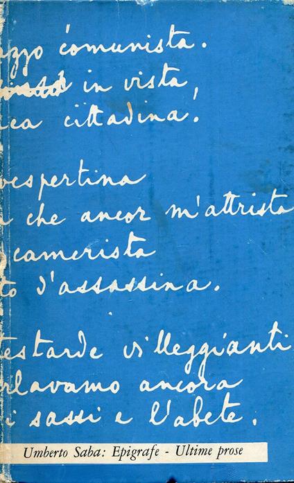 Epigrafe. Ultime Prose - Umberto Saba - copertina