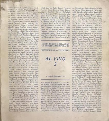 Al vivo 2. Generazioni a confronto. Comunicazioni di lavoro di artisti contemporanei - Simonetta Lux - copertina