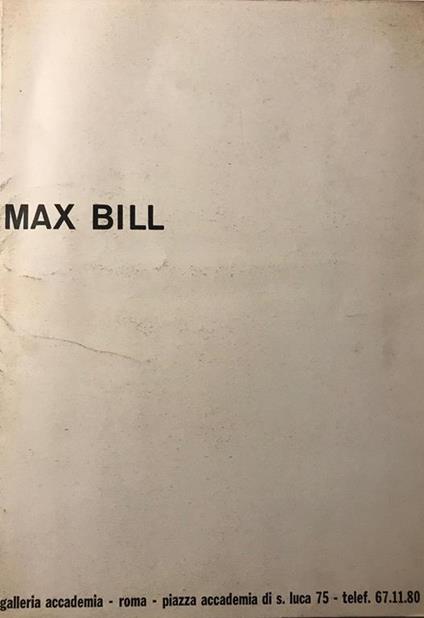 Max Bill - Max Bill - copertina