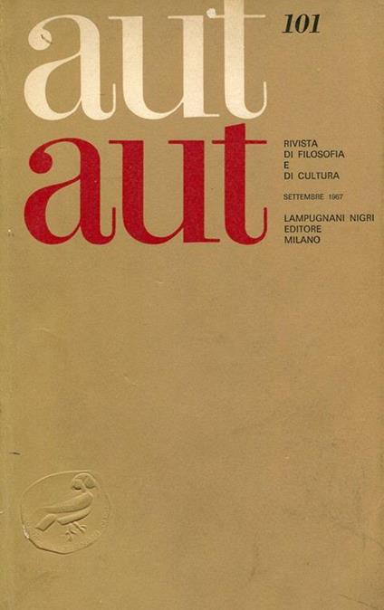 Aut Aut N. 101 Settembre 1967 - copertina