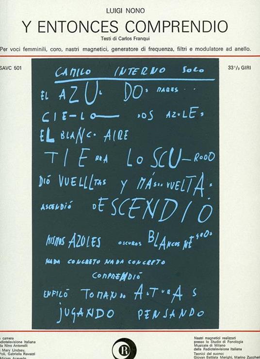 Y entonces comprendio - Luigi Nono - copertina