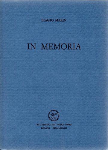 In memoria di Guido Serena che ha rinunciato a vivere il giorno 11 novembre 1977 - Biagio Marin - copertina
