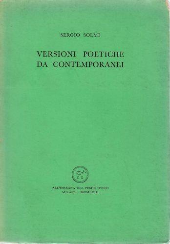 Versioni poetiche da contemporanei - Sergio Solmi - copertina