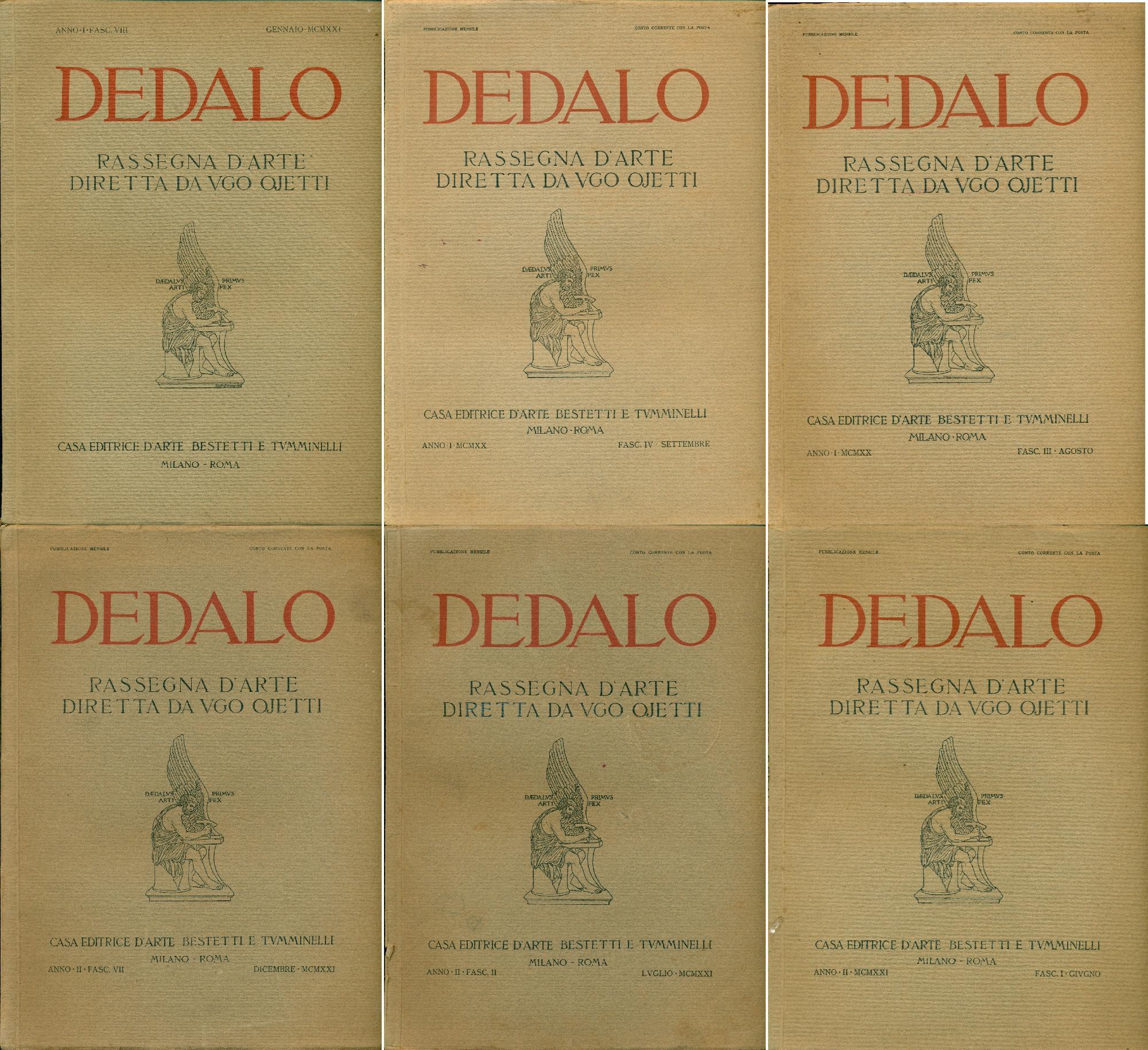 6 fascicoli (Agosto, settembre 1920 e Gennaio, giugno, luglio, dicembre 1921)
