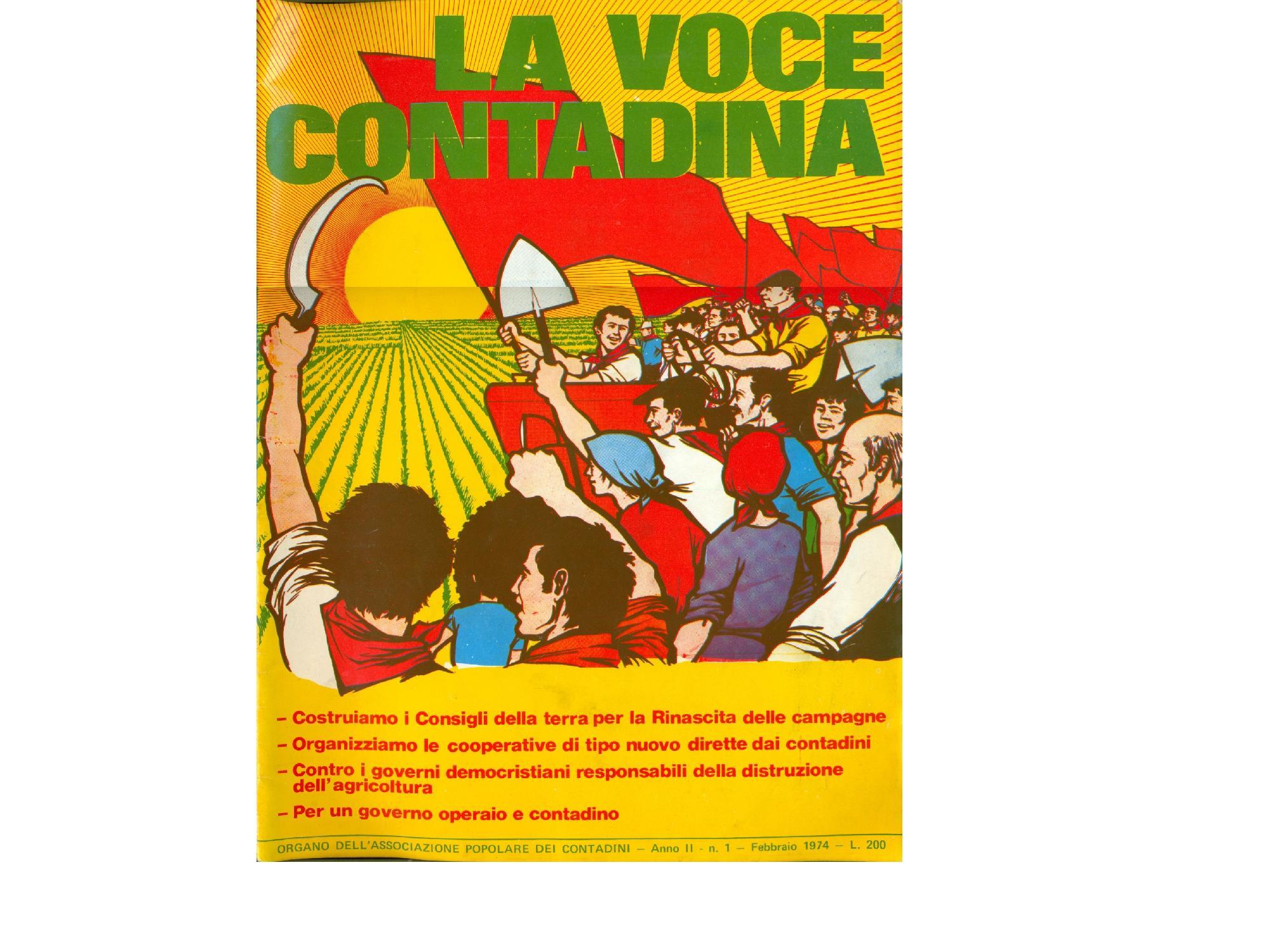 Organo dell'associazione popolare dei contadini. Anno II, n. 1 Febbraio 1974