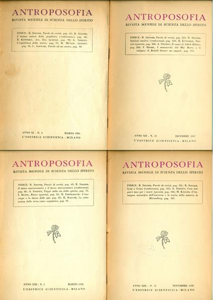 Anno XI n. 3 (marzo 1956). Anno XII n. 12 (dicembre 1957). Anno XIII, nn 3, 11 (marzo e novembre 1958) - copertina
