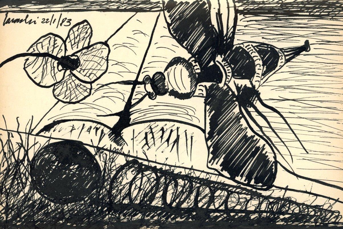 Quaderno con 72 disegni ad inchiostro originali. 1983