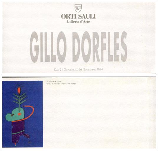 Gillo Dorfles. Orti Sauli Galleria d'Arte 1994 - Gillo Dorfles - copertina