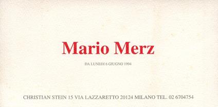 Mario Merz. Galleria Christian Stein 1994 - Mario Merz - copertina