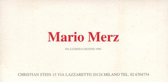 Mario Merz. Galleria Christian Stein 1994 - Mario Merz - copertina