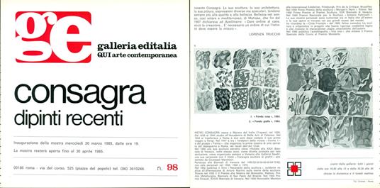 Consagra dipinti recenti - copertina