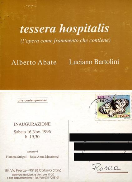 Tessera hospitalis (l'opera come frammento che contiene) Alberto Abate. Luciano Bartolini - copertina