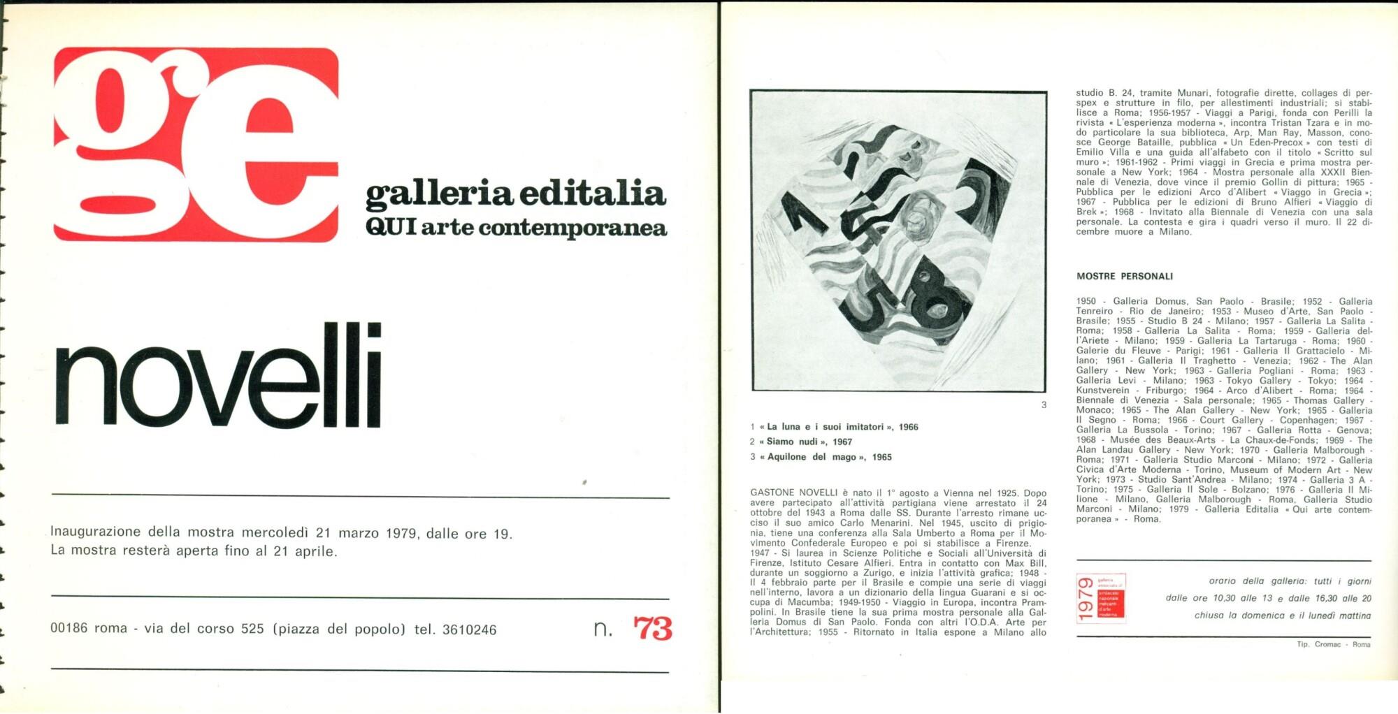Novelli, invito Galleria Editalia 1979