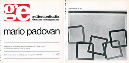 Mario Padovan. Galleria Editalia 1977 - Mario Padovan - copertina