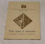 Dilvo Lotti. Prima ipotesi di immortalità.Istituto del Dramma popolare. 1972-I