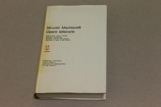 Opere letterarie - Niccolò Machiavelli - copertina
