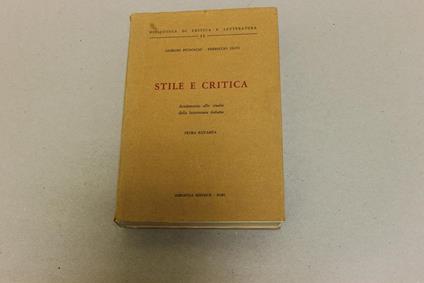 Stile e critica - Giorgio Petrocchi - copertina