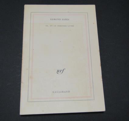El Ou Le Dernier Livre - Edmond Jabes - copertina