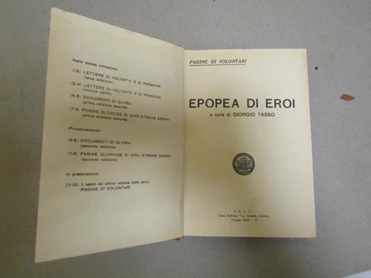 Epopea Di Eroi - Giorgio Tasso - copertina