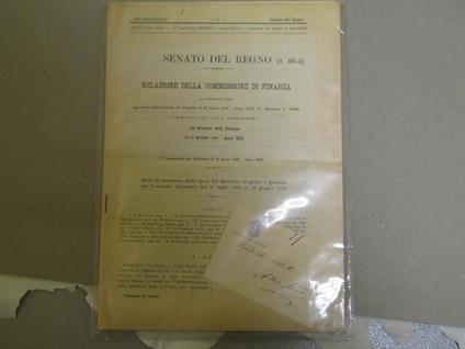 Senato Del Regno - Relazione Della Commissione Di Finanza Sul Disegno Di Legge Approvato Dalla Camera Dei Deputati Il 20 / 03 / 1935 - Anno Xiii (Stampato N. 440) Stato Di Previsione Spesa Del Ministero Di Grazia E Giustizia Per L'esercizio Finanziar - Antonio Raimondi - copertina