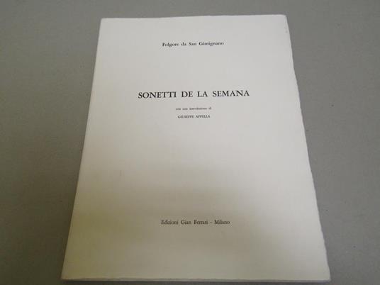 Folgore da San Gimignano. Sonetti de la semana - copertina