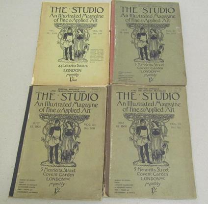 Aa.Vv. The Studio: An Illustrated Magazine Of Fine & Applied Art. Vol. 22 N° 98. May.Vol. 23 N° 100. July. Vol. 24 N° 103. October. Vol. 33 N° 140. December. - 4 Voll - copertina