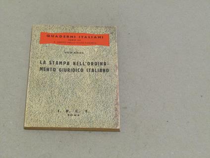 La stampa nell'ordinamento giuridico italiano - copertina