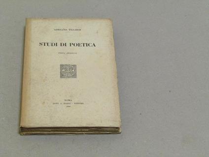 Studi di poetica - Adriano Tilgher - copertina