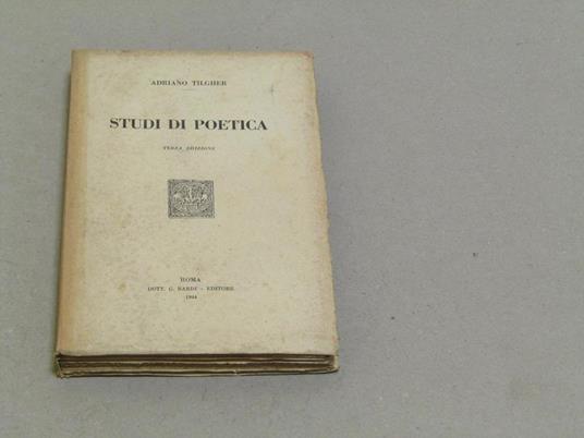 Studi di poetica - Adriano Tilgher - copertina