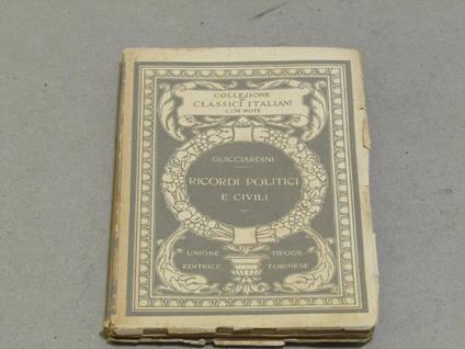 Ricordi politici e civili - Francesco Guicciardini - copertina