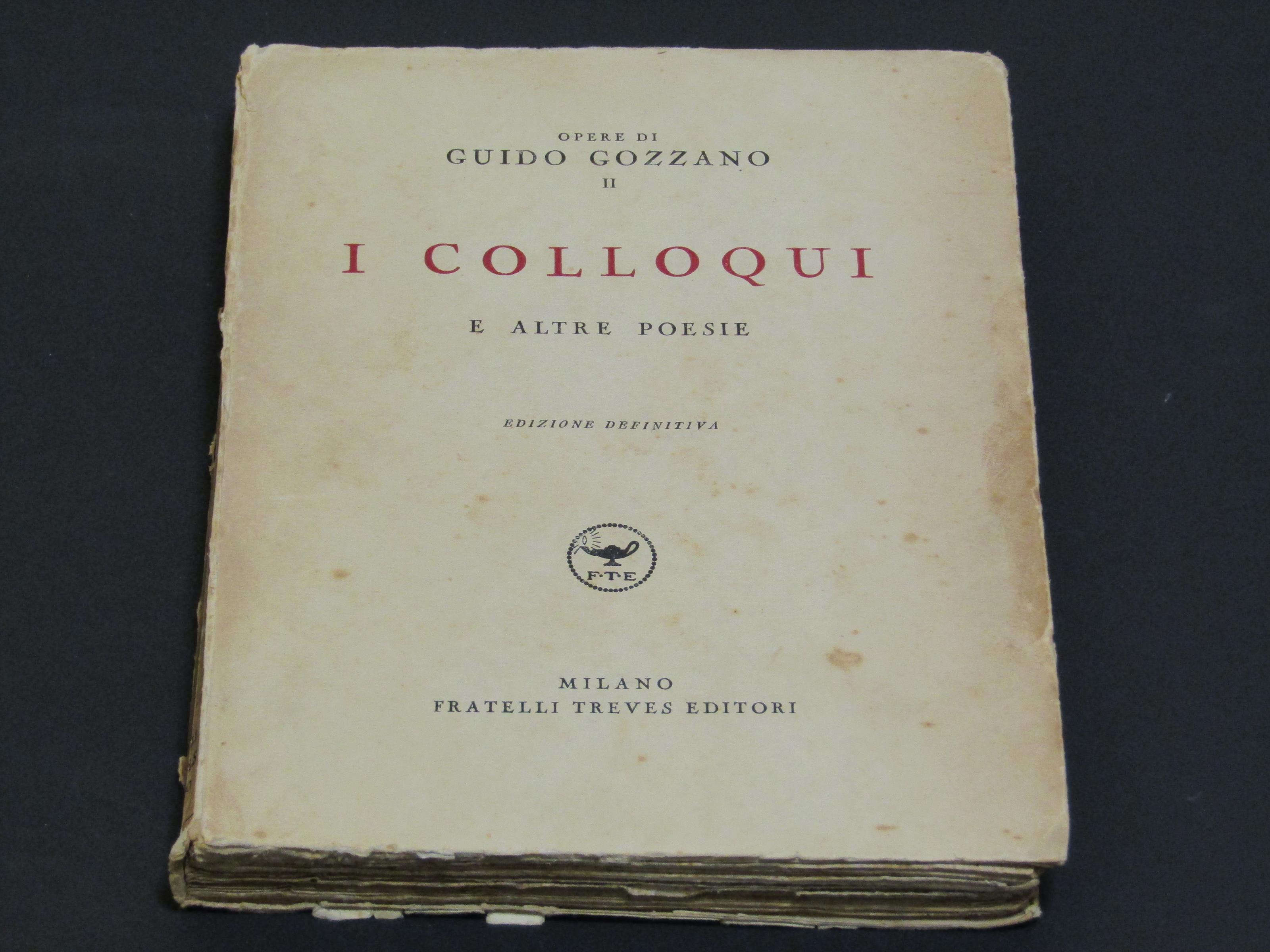 Guido Gozzano. I colloqui e altre poesie. Dedica alla prima carta bianca