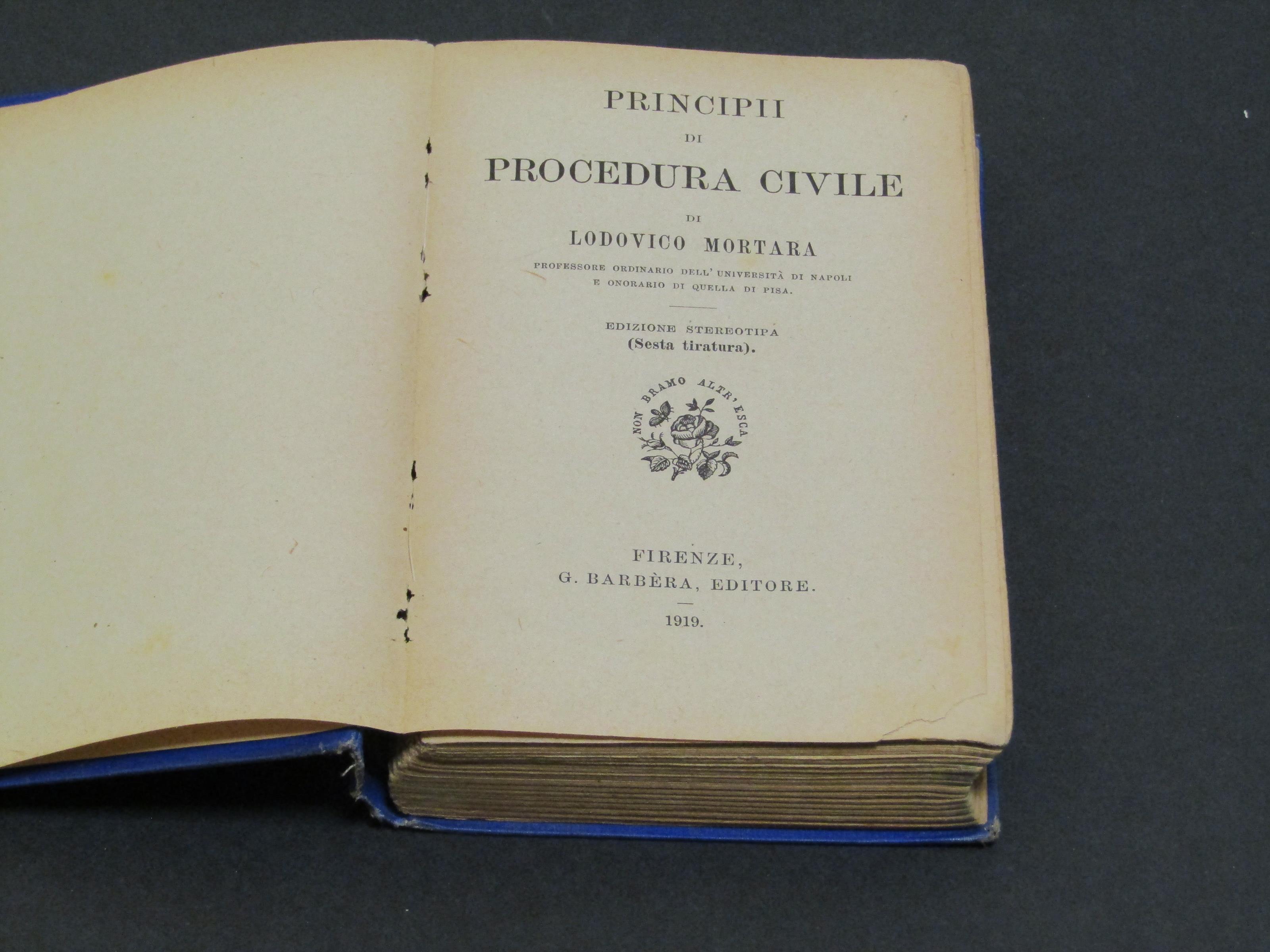 La Mortara. Principi di Procedura Civile